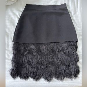 Whistles Black Fringe Skirt
